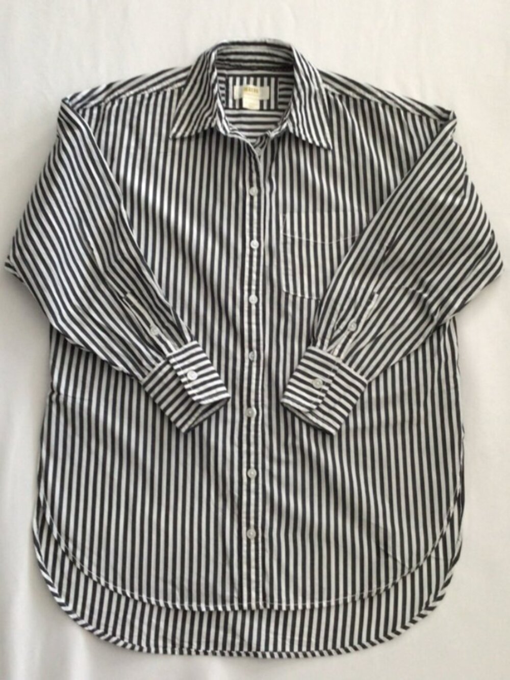 ANTHRO Bennett Oversized Button-up Black and White Striped Sz XXS